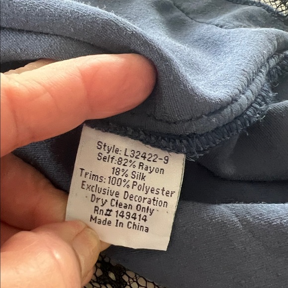 Johnny Was Velvet Gaze Slip Dress in Sapphire Blue Large Lace Romantic - Picture 8 of 11